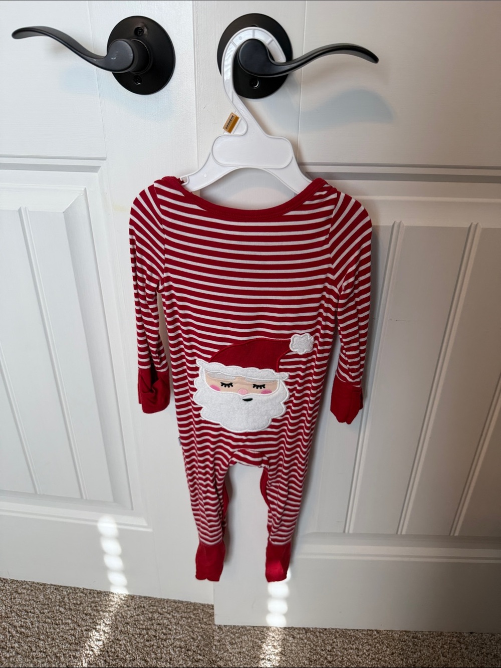 Little sleepies 3-6 m Red Striped Santa One-Piece Pajamas for Kids